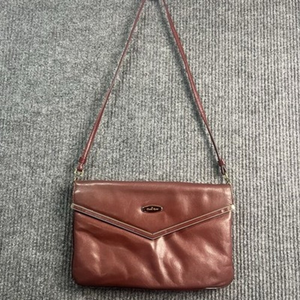 Vintage Etienne Aigner Hand Made Oxblood Leather Shoulder Bag/Clutch Early 70s